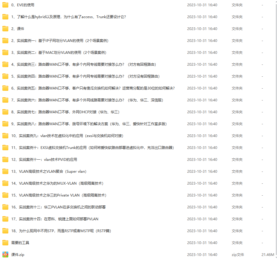 华为华三路由交换进阶之高级VLAN技术+STP专题（2022超清+课件）