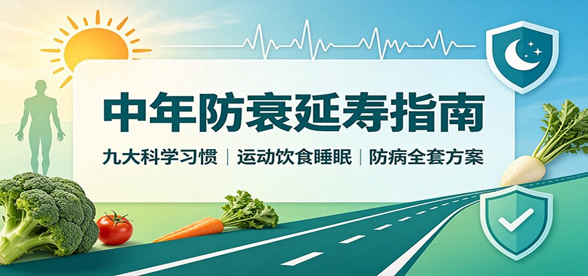 中年防衰延寿指南:九大科学习惯,运动饮食睡眠防病全套方案-橙心云网创