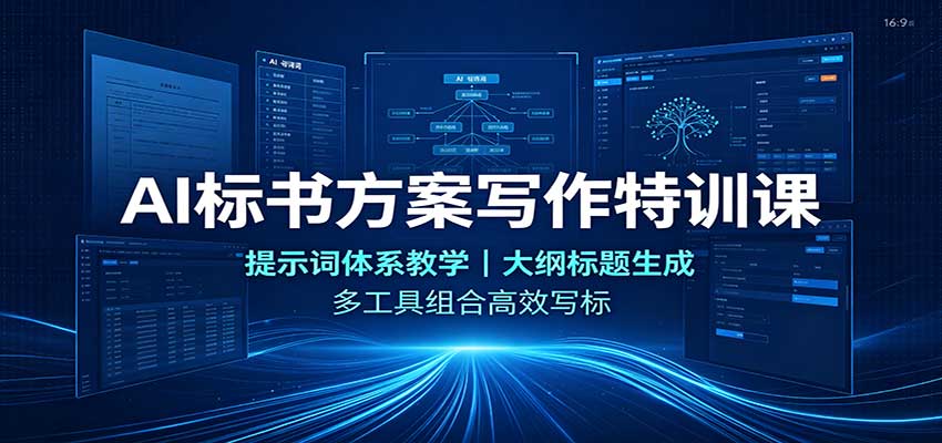 AI标书方案写作特训课：提示词体系教学，大纲标题生成，多工具组合高效写标-橙心云网创