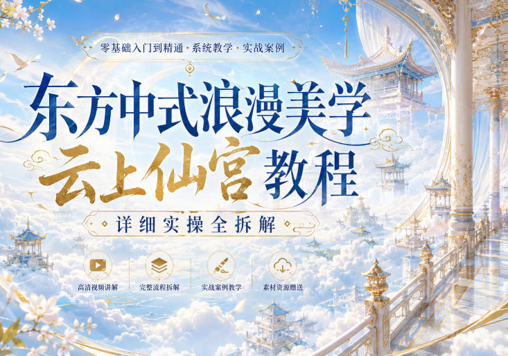 东方中式浪漫美学云上仙宫教程，详细实操全拆解-橙心云网创