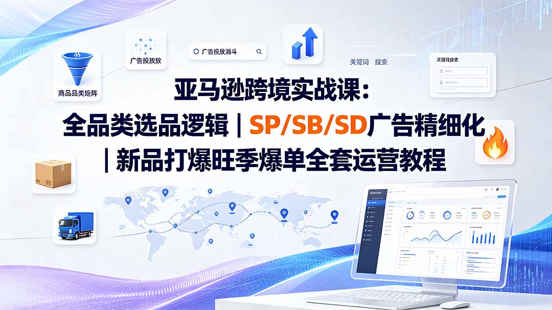 亚马逊跨境实战课-更新8月:全品类选品逻辑|SP/SB/SD广告精细化|新品打爆旺季爆单全套运营教程-橙心云网创