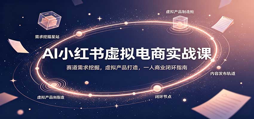 AI小红书虚拟电商实战课：赛道需求挖掘，虚拟产品打造，一人商业闭环指南-橙心云网创