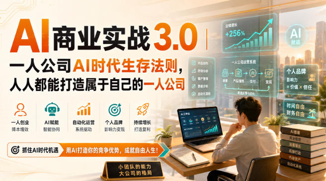 AI商业实战3.0｜一人公司AI时代生存法则，人人都能打造属于自己的一人公司-橙心云网创