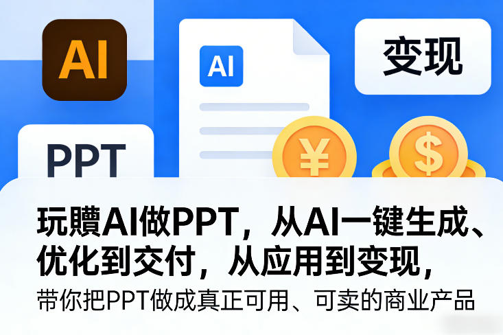 玩賺AI做PPT，从AI一键生成、优化到交付，从应用到变现，带你把PPT做成真正可用、可卖的商业产品(更新0904)-橙心云网创