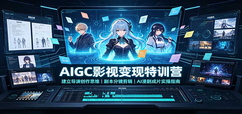 AIGC影视变现特训营:建立导演创作思维,剧本分镜剪辑,AI漫剧成片实操指南-橙心云网创