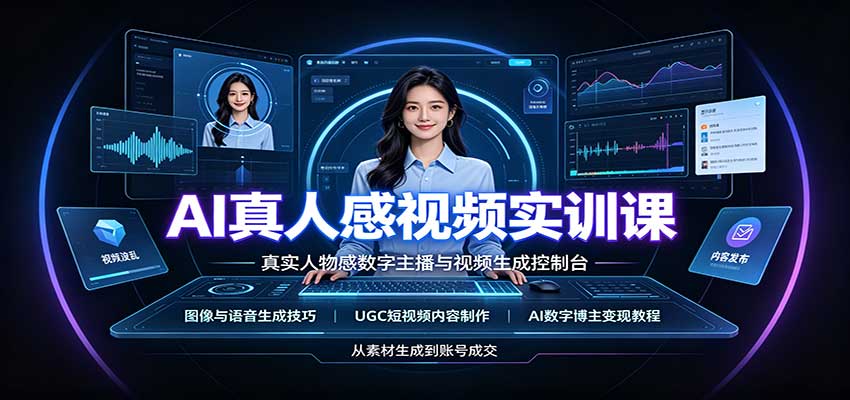 AI真人感视频实训课:图像语音生成,UGC内容制作,AI数字博主变现教程-橙心云网创