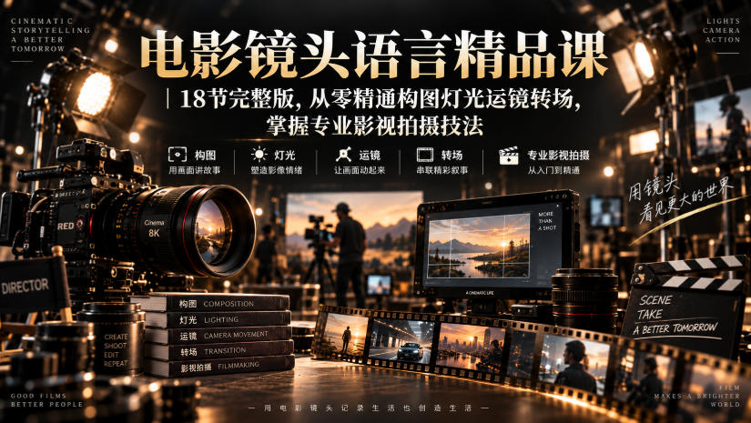 电影镜头语言精品课｜18节完整版，从零精通构图灯光运镜转场，掌握专业影视拍摄技法-橙心云网创