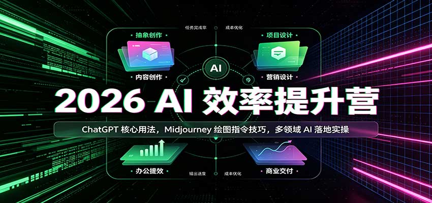 2026 AI效率提升营：ChatGPT核心用法，Midjourney绘图指令技巧，多领域AI落地实操-橙心云网创