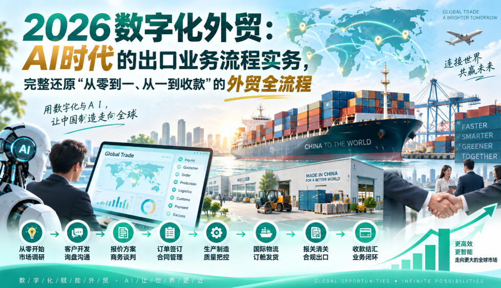 2026数字化外贸:AI时代的出口业务流程实务,完整还原”从零到一、从一到收款”的外贸全流程-橙心云网创