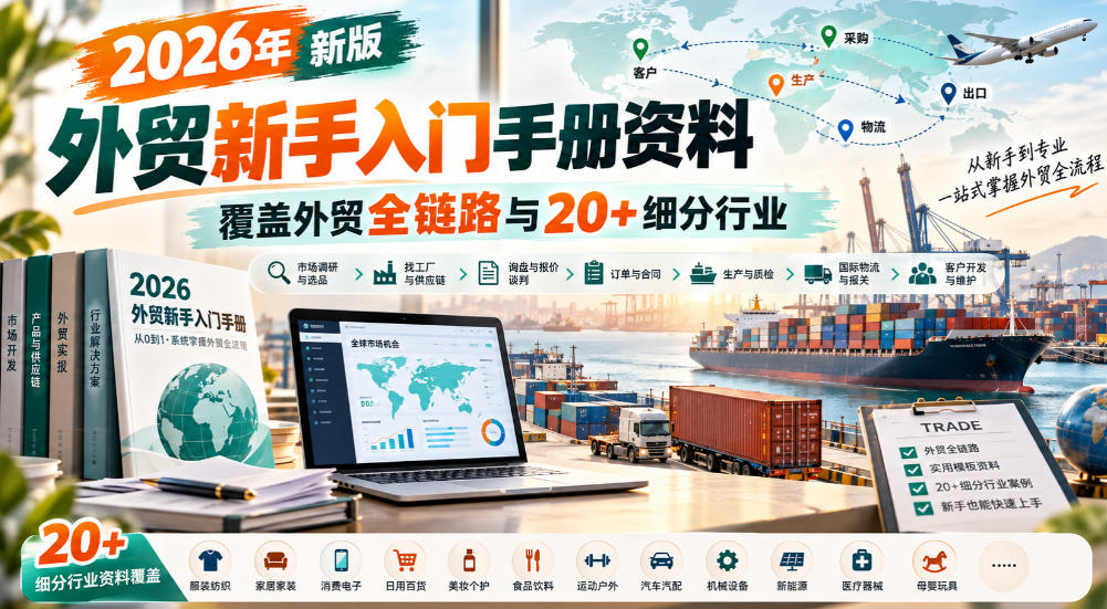 2026年新版外贸新手入门手册资料,覆盖外贸全链路与20+细分行业-橙心云网创