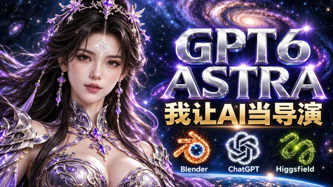 让GPT-6 Astra当导演！Higgsfield和Blender实战打造30秒玄幻精准运镜短片！-橙心云网创