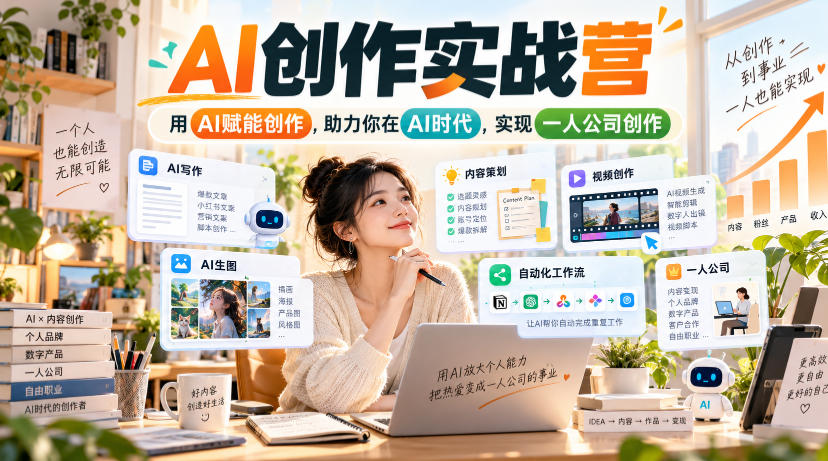 AI创作实战营，用AI赋能创作，助力你在AI时代，实现一人公司创作-橙心云网创