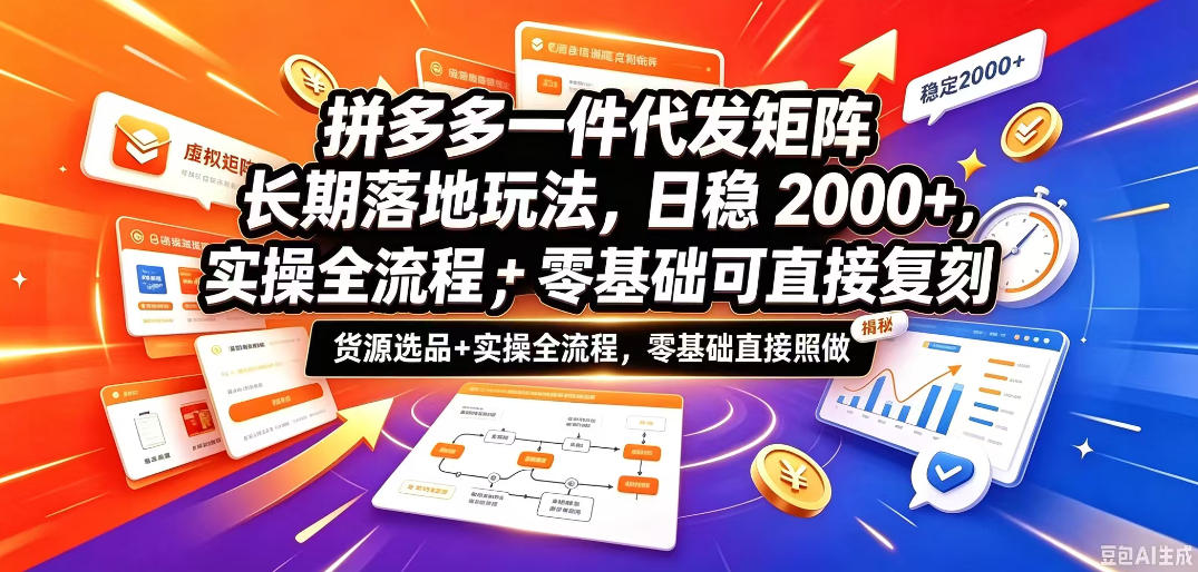 拼多多一件代发矩阵长期落地玩法,日稳入2k+,选品货源+实操全流程,零基础可直接复刻【拆解】-橙心云网创