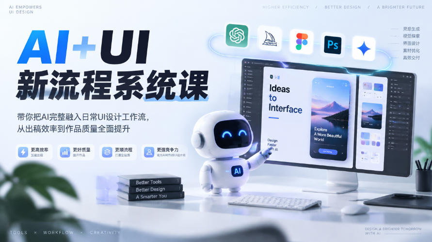 【无水印】AI+UI新流程系统课,带你把AI完整融入日常UI设计工作流,从出稿效率到作品质量全面提升(2026第4期)-橙心云网创