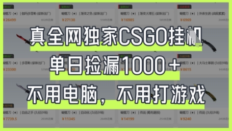 真全网独家CSGO挂G，单日捡漏1k+【揭秘】-橙心云网创