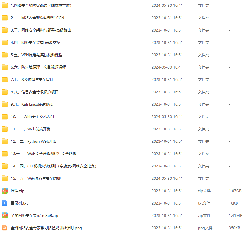 【51CTO】全栈网络安全工程师精品班_陈鑫杰（多门+课件）